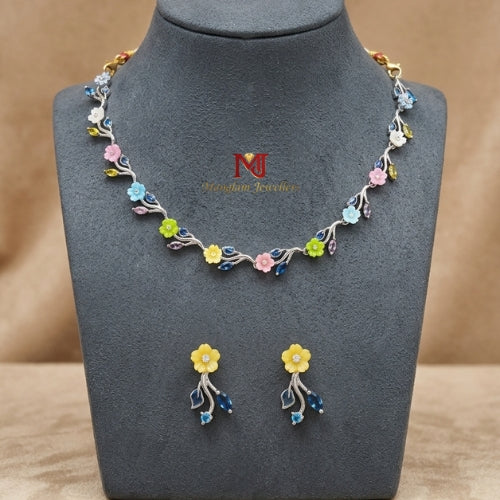 Unique flower Silver Necklace